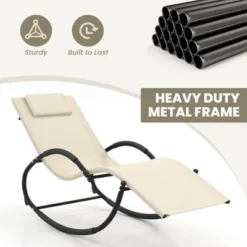 Costway 1/2 PCS Outdoor Rocking Lounge Chair With Removable Headrest Breathable Backrest & Seat Beige 17 Costway 1/2 PCS Outdoor Rocking Lounge Chair With Removable Headrest Breathable Backrest & Seat Beige -Costway GUEST 002bccde e824 4326 9133 e832116bef98