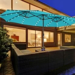 Costway 15FT Twin Patio Double-Sided Umbrella 48 Solar LED Lights Crank Outdoor WineBeigeCoffeeOrangeTurquoise -Costway GUEST 0037e2f1 73ea 40c8 8565 436bb9293b67