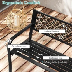 Costway 50" Outdoor Garden Bench With Geometric Lattice Backrest Armrests And Slatted Seat Black/Gray 19 Costway 50" Outdoor Garden Bench With Geometric Lattice Backrest Armrests And Slatted Seat Black/Gray -Costway GUEST 0072d11c ddeb 4494 aec3 a47b47b12c1a
