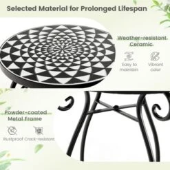 Costway Mosaic Outdoor Side Table, Round End Table With Weather Resistant Ceramic Tile Tabletop -Costway GUEST 008afd81 05af 4cef 8f41 1975332f2f9c