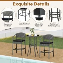 Costway 3-Piece Patio Rattan Bar Set Wicker Bar Height Armchairs & Round Table -Costway GUEST 00d4c6e8 1611 4d57 8c59 2ddebd8c3a1d