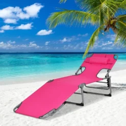 Costway Outdoor Beach Lounge Chair Folding Chaise Lounge With Pillow BlueBlue&GreenBlackGreyTurquoisePinkBeigeLight Pink -Costway GUEST 01032f0d ba49 4b96 8d5a 5f3b21872c38