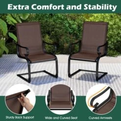 Costway Set Of 2 Patio Chairs C-Spring Motion Chairs With Quick-drying & Breathable Fabric 17 Costway Set Of 2 Patio Chairs C-Spring Motion Chairs With Quick-drying & Breathable Fabric -Costway GUEST 0122d844 b50b 440a 8d67 05a6688155d0