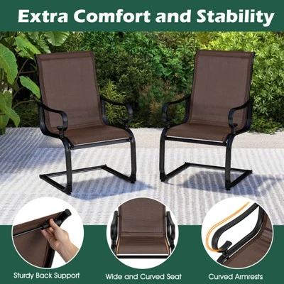 Costway Set Of 2 Patio Chairs C-Spring Motion Chairs With Quick-drying & Breathable Fabric 9 Costway Set Of 2 Patio Chairs C-Spring Motion Chairs With Quick-drying & Breathable Fabric - Image 7