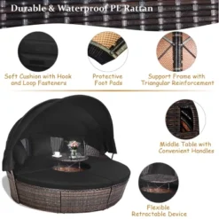 Costway Patio Rattan Daybed Cushioned Sofa Adjustable Table Top Canopy Black -Costway GUEST 015d70fc 7071 4bcc 9b1e 440188d88d9c