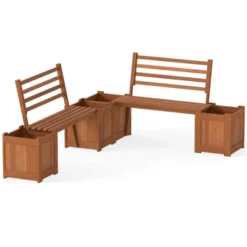 Costway 1/2 PCS Planter Box With Bench 2 Open-ended Planter Boxes Slat Backrest For Patio 19 Costway 1/2 PCS Planter Box With Bench 2 Open-ended Planter Boxes Slat Backrest For Patio -Costway GUEST 017ee550 8511 4f4e 8267 2b73a125b5a0