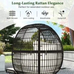 Costway 2 PCS Patio Wicker Lounge Basket Set Oversized Egg Chair With Soft Cushions 17 Costway 2 PCS Patio Wicker Lounge Basket Set Oversized Egg Chair With Soft Cushions -Costway GUEST 018049b9 5cbe 449f a4f6 c43af6a2d805