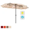 Costway 15Ft Patio Double-Sided Solar LED Market Umbrella Crank BeigeTanOrangeBurgundy
