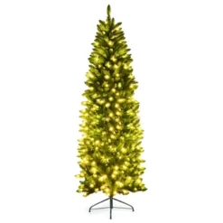 Costway 5/6/7 Ft Pre-lit Artificial Pencil Christmas Tree Hinged Fir PVC Tree With 150/250/350 LED Lights -Costway GUEST 01a079ae 62f3 4942 a93d 70087466a4b9