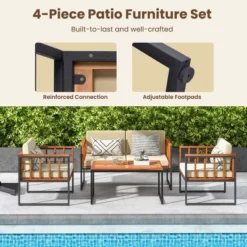 Costway 4 PCS Acacia Wood Outdoor Sofa Set With Heavy Duty Metal Frame Soft Seat -Costway GUEST 01a1f5ad 5351 4f21 adda b989c3881fc7