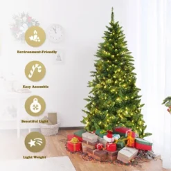 Costway 6ft Pre-lit PVC Artificial Half Christmas Tree 250 LED Lights -Costway GUEST 01ae953a 2779 4c1e be66 81abd983bc53