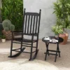 Costway Outdoor Wooden Rocking Chair With Solid Rocking Base Slatted Seat & Back Patio Black/Brown/White -Costway GUEST 01bc1d59 7601 48db 8c32 6c0a6fd67375