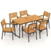 Costway 7 PCS Outdoor Dining Set For 6 With Metal Frame Umbrella Hole For Garden Porch