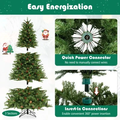 Costway 6 FT Pre-Lit Christmas Tree 3-Minute Quick Shape With Quick Power Connector Timer 7 Costway 6 FT Pre-Lit Christmas Tree 3-Minute Quick Shape With Quick Power Connector Timer - Image 5
