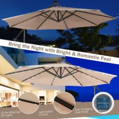 Costway 10FT Cantilever Solar Powered 32LED Lighted Patio Offset Umbrella Outdoor RedBeigeCoffeeBlueNavy 20 Costway 10FT Cantilever Solar Powered 32LED Lighted Patio Offset Umbrella Outdoor RedBeigeCoffeeBlueNavy -Costway GUEST 020b837b aa10 4ee8 833c 070bad353a72