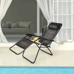 Costway Patio Rattan Zero Gravity Lounge Chair Chaise Folding Recliner W/Headrest BrownMix Brown -Costway GUEST 0249716f cd82 4130 9853 6738ff629e4c