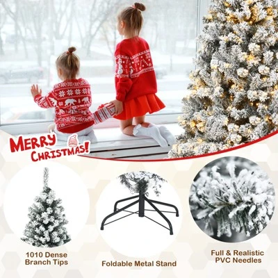 Costway Prelit 7.5ft Christmas Tree Flocked Xmas Snowy Tree 450 LED Lights 9 Costway Prelit 7.5ft Christmas Tree Flocked Xmas Snowy Tree 450 LED Lights - Image 7