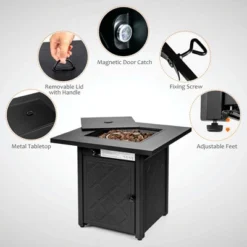 Costway 7 PCS Patio Furniture Set With 28" 50000 BTU Propane Gas Fire Pit Table Cushions Red/Turquoise/Off White 19 Costway 7 PCS Patio Furniture Set With 28" 50000 BTU Propane Gas Fire Pit Table Cushions Red/Turquoise/Off White -Costway GUEST 02888efd f8b0 40d6 af85 0b57a6309e78