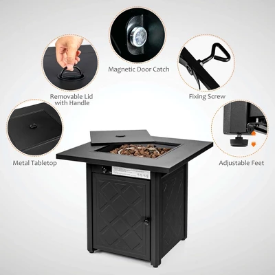 Costway 7 PCS Patio Furniture Set With 28" 50000 BTU Propane Gas Fire Pit Table Cushions Red/Turquoise/Off White 8 Costway 7 PCS Patio Furniture Set With 28" 50000 BTU Propane Gas Fire Pit Table Cushions Red/Turquoise/Off White - Image 6