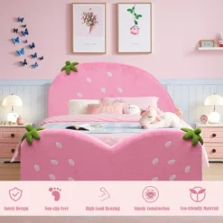 Costway Kids Children Upholstered Platform Toddler Bed Bedroom Furniture Berry Pattern -Costway GUEST 029d6549 2ee5 4fc8 94d8 5afc8c0eb5ce