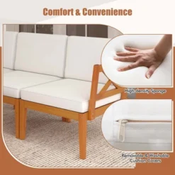 Costway 10 PCS Acacia Wood Patio Furniture Set With Cushions And 2-Tier Coffee Table -Costway GUEST 02a891e9 5924 4290 9e07 59d11cdb3c7b