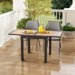 Costway 31.5"-63" Extendable Patio Table L-shaped Brace Included For Fixation Outdoor