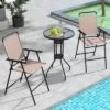 Costway 3PCS Patio Bistro Set Folding Chairs Round Bar Table With 1.6'' Umbrella Hole Yard -Costway GUEST 02ee27ba 3550 4e94 b806 5923582ee651