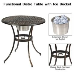 Costway 3PCS Patio Dining Set Aluminum Bistro Attached Removable Ice Bucket -Costway GUEST 030d4c38 0445 4947 b75f b31f87ed2a68