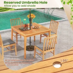 Costway 5 PCS Patio Acacia Wood Dining Set With Soft Seat Cushions Umbrella Hole For Yard -Costway GUEST 03403043 70d7 4393 b176 badc76246536
