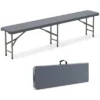 Costway 6 Ft Plastic Folding Bench With 1320 LBS Capacity Handle & Lock For Outdoor Picnic White/Gray -Costway GUEST 03815bda 7791 4a87 a804 ade77d748806