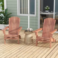 Costway Folding Adirondack Chair Set Of 1/4 With High Backrest & Wide Armrests Wooden Brown -Costway GUEST 0386350d 9141 453a 93c7 982b51c802ea
