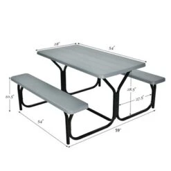 Costway Picnic Table Bench Set Outdoor Camping Backyard Garden Patio Party All Weather Gray/Green -Costway GUEST 03a467d0 8e0f 4fbb 838e 519677d7b523