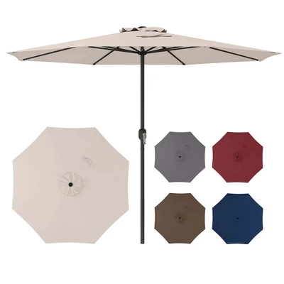 Costway 12 FT Patio Umbrella Outdoor Market Umbrella With Crank Handle 8 Sturdy Ribs Coffee/Beige/Red/Navy/Gray 11 Costway 12 FT Patio Umbrella Outdoor Market Umbrella With Crank Handle 8 Sturdy Ribs Coffee/Beige/Red/Navy/Gray - Image 9