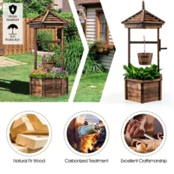 Costway Wooden Wishing Well Hexagonal Bucket Flower Plants Planter Patio Garden Decor 17 Costway Wooden Wishing Well Hexagonal Bucket Flower Plants Planter Patio Garden Decor -Costway GUEST 03c955ff 1370 424b b8aa a9eafe74c58d