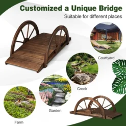 Costway 3.3FT Garden Bridge Classic Arc Wooden Bridge Decorative Garden Landscape -Costway GUEST 03dc845e 5a7e 47cb 8451 7892ab3c5e09