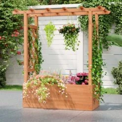 Costway 1/2 PCS Wooden Raised Garden Bed With Trellis & Hanging Roof Drainage Elevated Planter Box -Costway GUEST 0468107b 5ba3 4a59 8ac5 9d86e5a54aa1