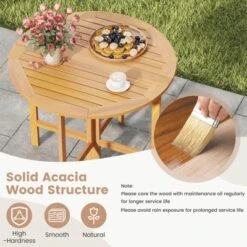 Costway 2PCS 36" Outdoor Folding Round Dining Table With Slatted Tabletop For Backyard -Costway GUEST 04851a57 c3e1 4285 a2b1 faed1e22de67 1