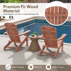 Costway Folding Adirondack Chair Set Of 1/4 With High Backrest & Wide Armrests Wooden Brown -Costway GUEST 04a545af 7a26 4c55 b456 1edf907df409