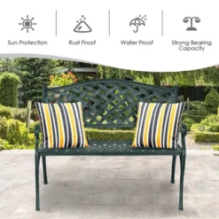 Costway 40'' Outdoor Antique Garden Bench Aluminum Frame Seats Chair Patio Garden Furni -Costway GUEST 05064b11 47a4 41d2 bf0d ec558e91575c