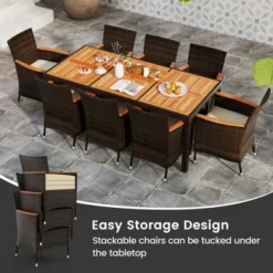 Costway 9PCS Patio Rattan Dining Set Armrest Cushioned Chair With Acacia Wood Table, 1.96" Umbrella Hole 15 Costway 9PCS Patio Rattan Dining Set Armrest Cushioned Chair With Acacia Wood Table, 1.96" Umbrella Hole -Costway GUEST 051b0b1a a67f 4e06 957b 286006de6b71