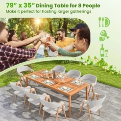 Costway 8-Person Outdoor Acacia Wood Dining Table With 1.96" Umbrella Hole Rectangular -Costway GUEST 053b3e19 1983 4210 af11 2e3cc9ef386e