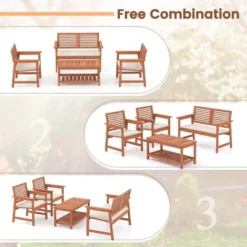 Costway 4 PCS Patio Conversation Set With Soft Seat Cushions 2-Tier Rectangle Coffee Table -Costway GUEST 0557a62d 6094 438d b0d2 3426ad397e9f