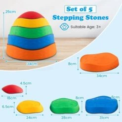 Costway 5 Pcs Kids Stepping Stones W/ Non-Slip Edge Sensory Toy For Indoor/Outdoor Play