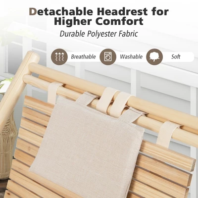 Costway Patio Outdoor Adjustable Folding Wood Sling Chair Reclining Lounge Assembly Free 7 Costway Patio Outdoor Adjustable Folding Wood Sling Chair Reclining Lounge Assembly Free - Image 5