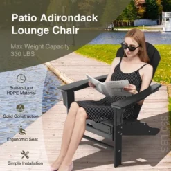 Costway 2 PCS Outdoor Patio HDPE Adirondack Chair Beach Seat Retractable Ottoman WhiteBlackCoffeeGreyTurquoise -Costway GUEST 05ee9c40 4394 4f33 88c3 e411edfa15de