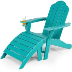Costway HDPE Patio Adirondack Chair & Folding Footrest Set All-Weather Outdoor WhiteBlackGreyTurquoise -Costway GUEST 063920b2 2c9e 4777 b44f 018f6a8845f4