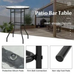 Costway 38'' Patio Round Counter Height Bar Table WithTempered Glass Tabletop Poolside -Costway GUEST 06ac133c 8488 44b1 a2e9 cea1e2af0f18