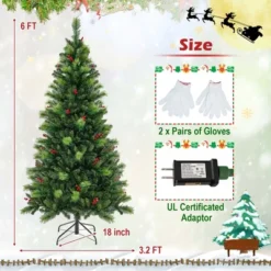 Costway 6FT/7FT/8FT Pre-Lit Artificial Christmas Tree 9 Lighting Modes With 300/400/500 LED Lights & Timer -Costway GUEST 06c0ba21 5104 44ad b9fe ea566248d930