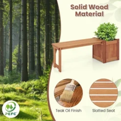 Costway 1/2 PCS Hardwood Flower Box With Bench Spacious Seat Open-ended Bottom Perfect For Herbs -Costway GUEST 06ee1e4f 25ef 4869 8da1 fd061703a327