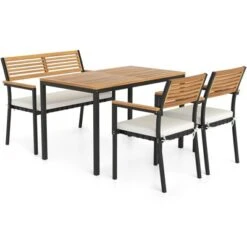 Costway 4 PCS Patio Furniture Set With Acacia Wood & Metal Frame Umbrella 1 Table -Costway GUEST 0717b609 9c1c 483b b026 a72d940ef0f4